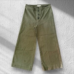 Madewell | Women's Petite Green Emmett Wide-Leg Crop Pants Button-Front | 29